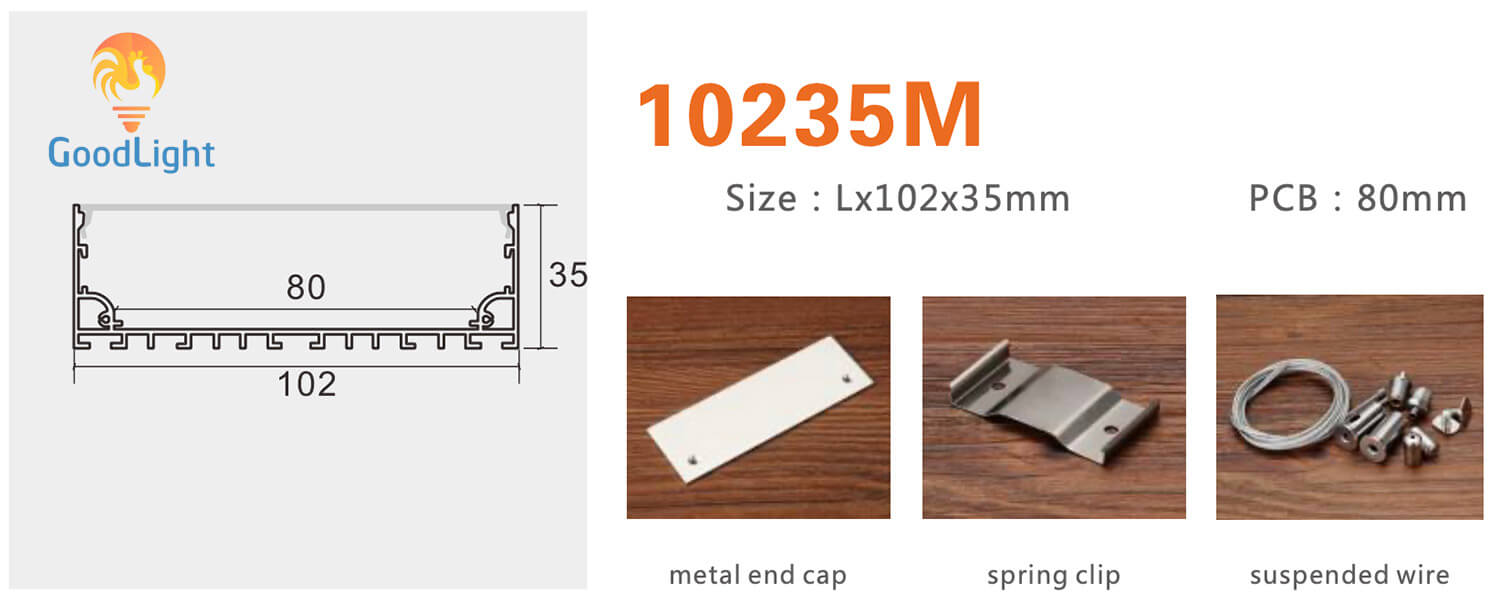 Kích Thước Và Phụ Kiện Của Thanh Nhôm Định Hình Led Chữ U Gl-Tn10235M
