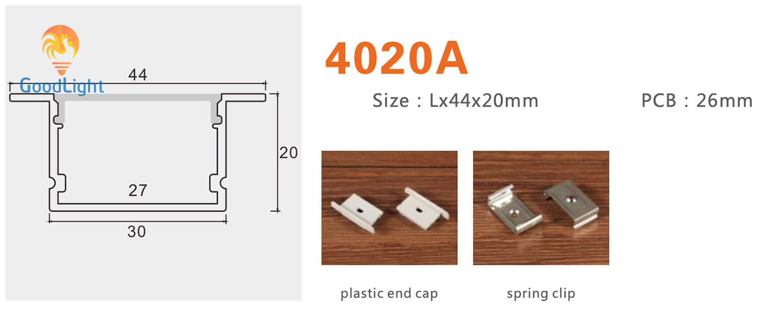 Kích Thước Và Phụ Kiện Thanh Nhôm Định Hình Led Chữ U Gl-Tn4020A