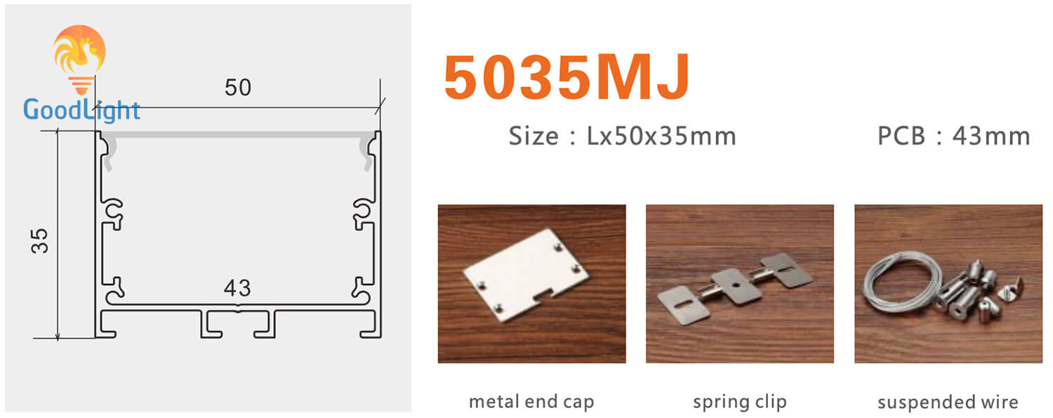 Kích Thước Và Phụ Kiện Của Thanh Nhôm Định Hình Led Chữ U Gl-Tn5035Mj