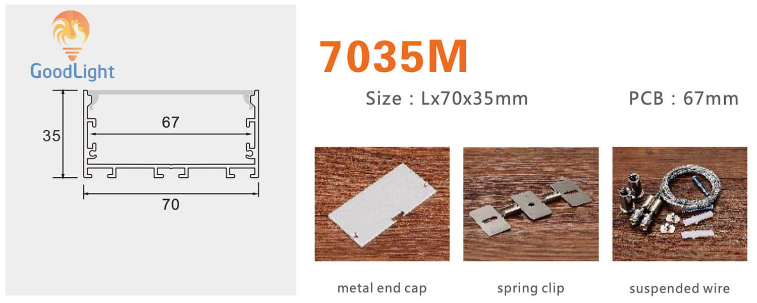 Kích Thước Và Phụ Kiện Của Thanh Nhôm Định Hình Led Chữ U Gl-Tn7035M