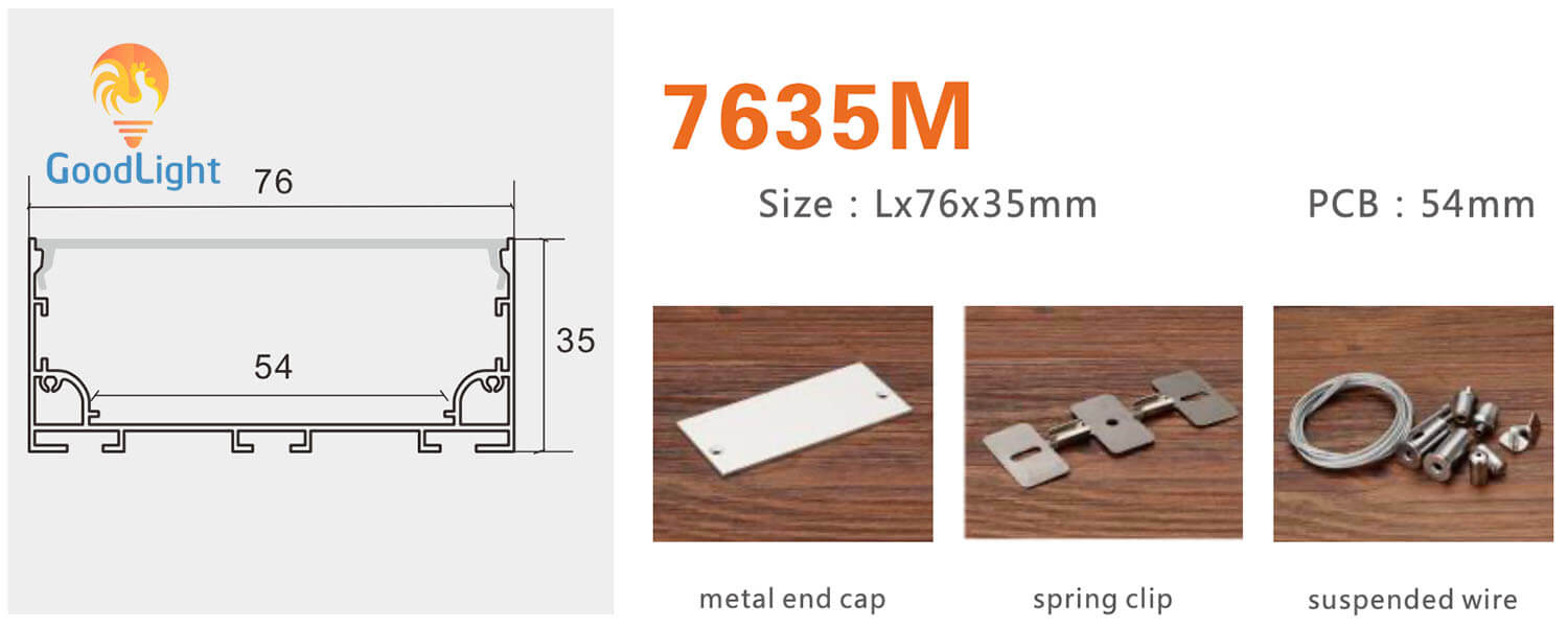 Kích Thước Và Phụ Kiện Thanh Nhôm Định Hình Led Chữ U Gl-Tn7635M