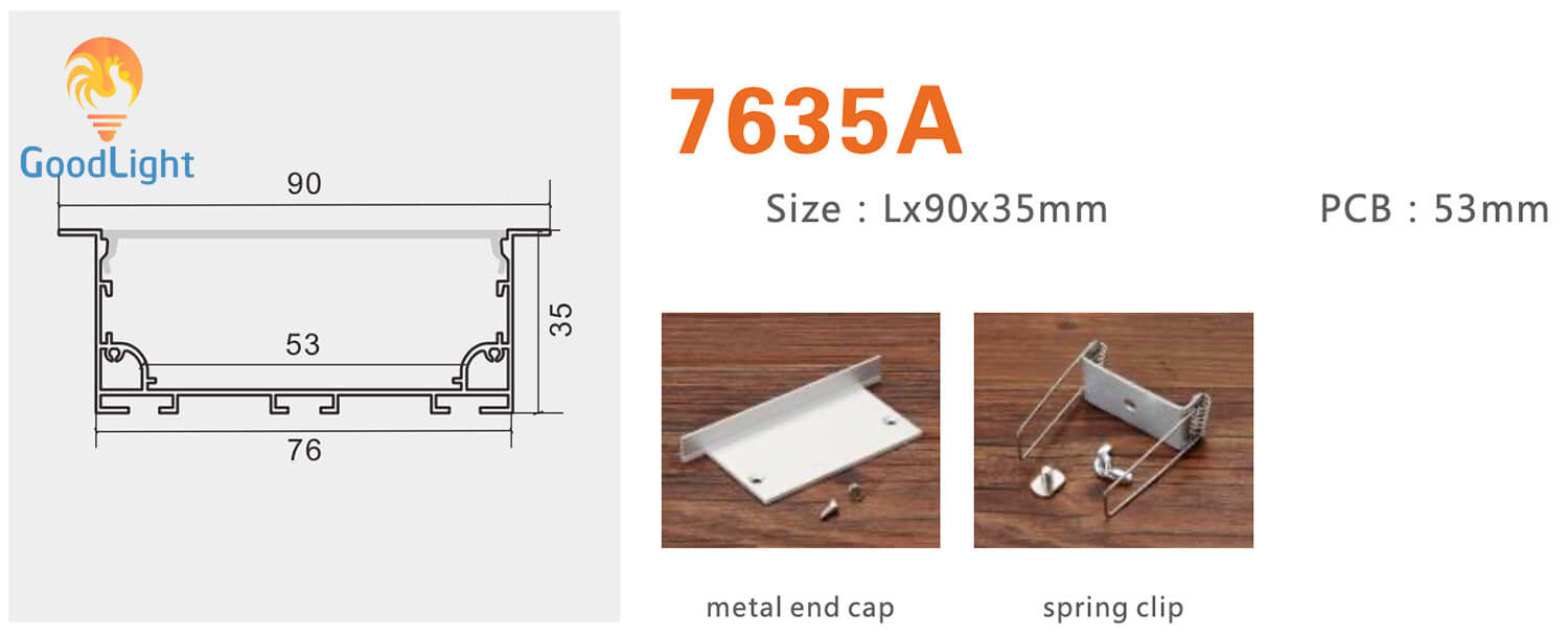 Kích Thước Và Phụ Kiện Thanh Nhôm Định Hình Led Chữ Y Gl-Tn7635A