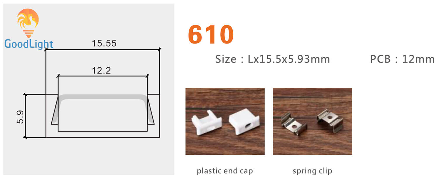 Kích Thước Và Phụ Kiện Của Thanh Nhôm Định Hình Led Gl-Tn610