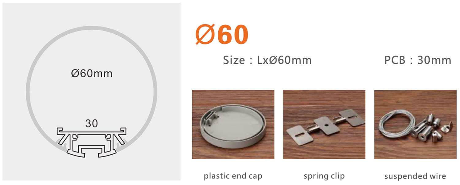 Thông Số Kỹ Thuật Của Thanh Nhôm Định Hình Led Hình Tròn Gl-Tnø60