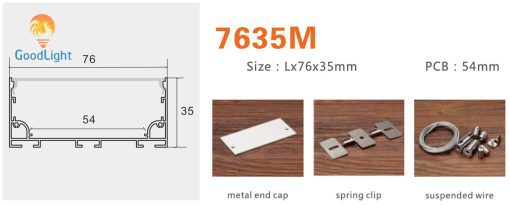 Kích Thước Và Phụ Kiện Thanh Nhôm Định Hình Led Chữ U Gl-Tn7635M