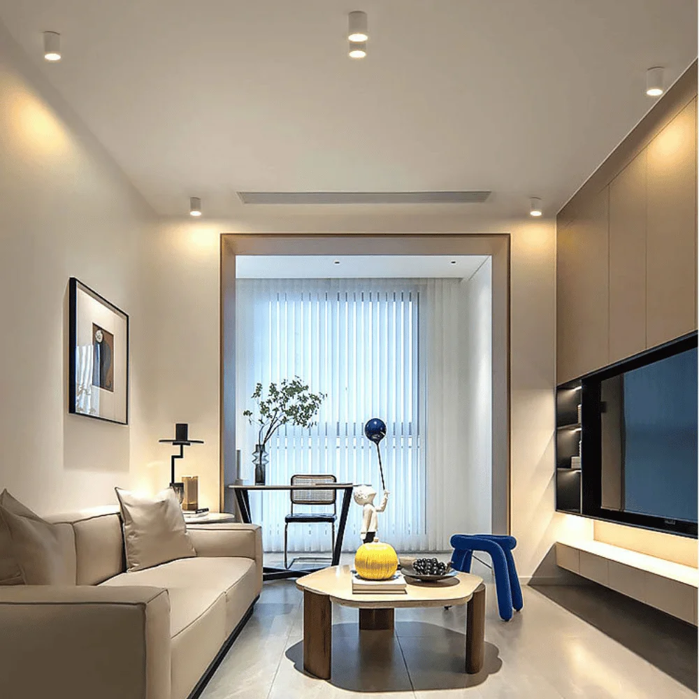 Nguồn LED nội thất 12V150W đũa kẹp 52 Đèn Lon Spotlight Gắn Nổi 12W Chiếu Sáng Nội Thất Hiện Đại