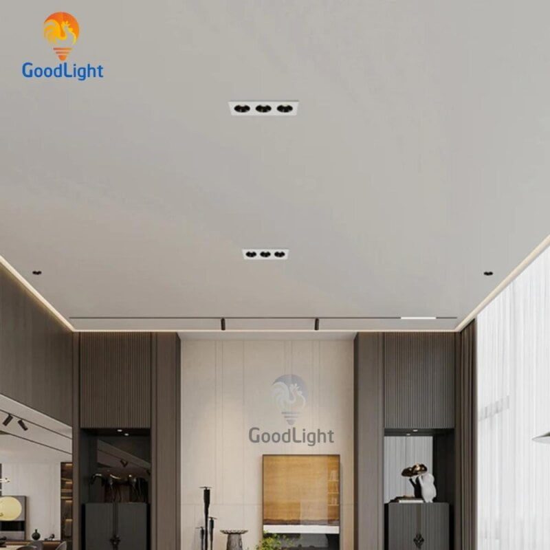 Ứng dụng đèn LED âm trần spotlight vuông 7Wx3 XD103