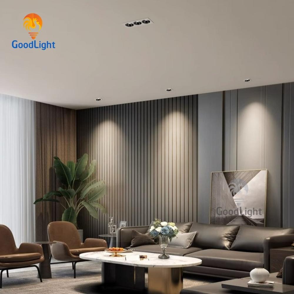 Ánh sáng đèn LED âm trần spotlight vuông đôi 7Wx2